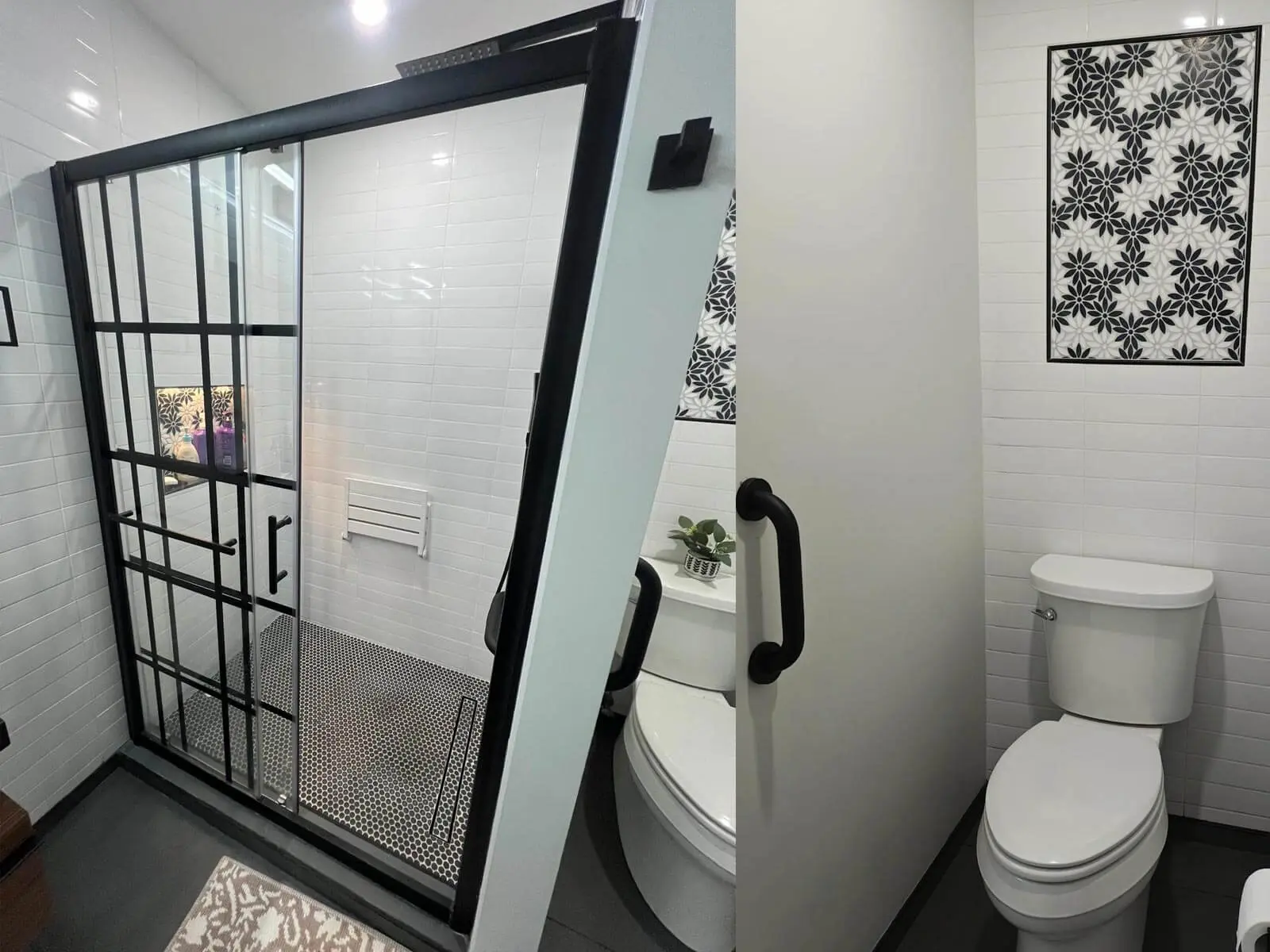 Bathroom tile installation during residential remodeling