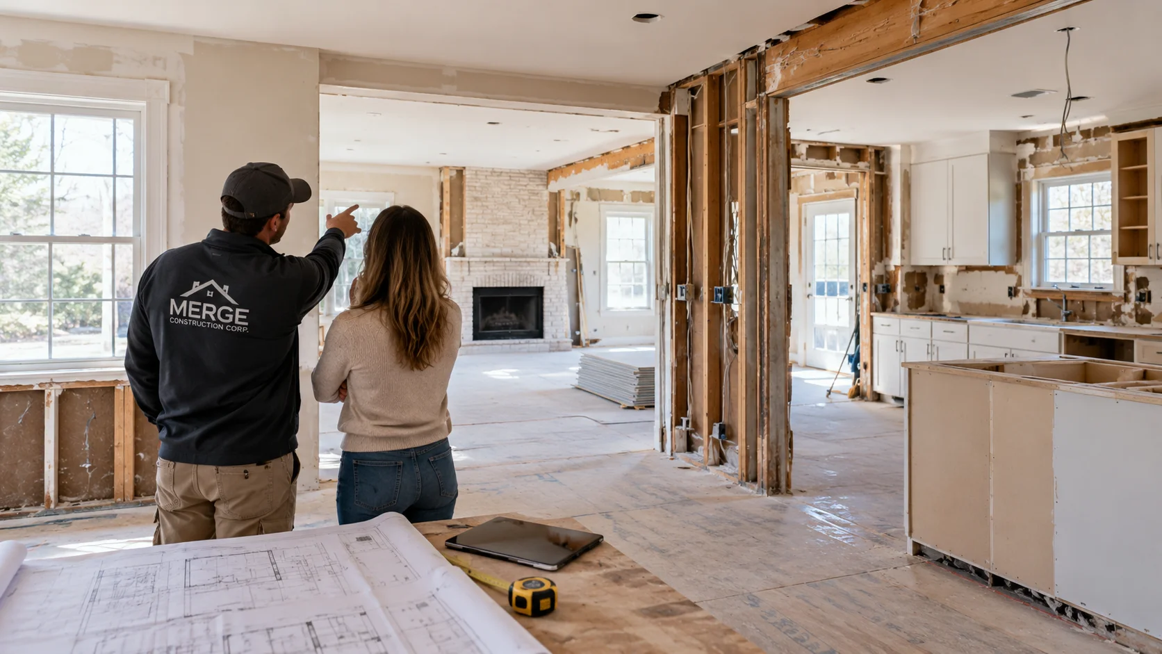 Existing home interior being evaluated before a full home renovation in Suffolk County